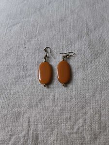 Brown Oval Drop Earrings