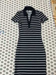 Striped Polo Neck Mini Dress