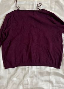 Plum Long Sleeve Top with Rose Detail