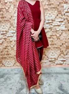 Elegant Maroon Kurta Set with Dupatta