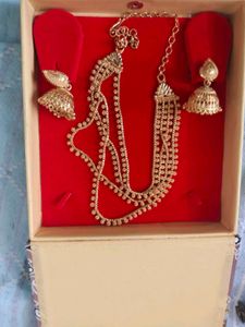 Layered Gold plated Necklace &amp; Jhumka Se