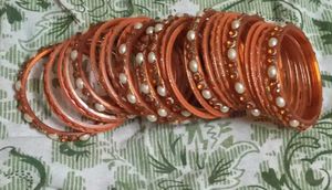 Orange Pearl Bangle Set