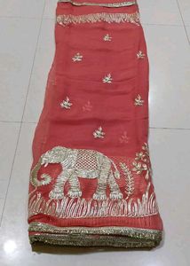 Stunning Elephant Embroidered Saree