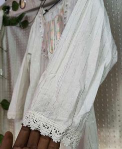 Elegant White &amp; Green Kurta Set