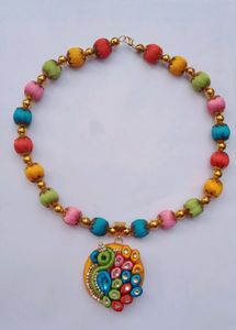 silk thread multicolour necklace and earrings set