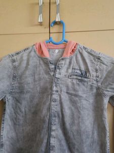 Boy's  Denim Hooded Shirt