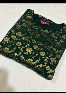 Elegant Green Kurta with Gold Print