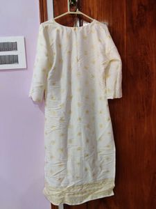 Floral Print Cream Kurta
