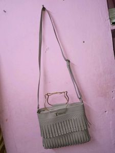 Cute Cat Handle Fringed Handbag