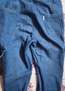 Trendy Blue Denim Cargo Pants