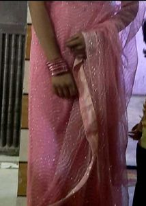 Elegant Pink Net Saree