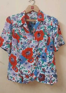 Floral Print Short Sleeve Button-Up Shirt