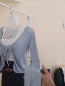 Light Blue Tie-Front Cardigan