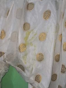 White Salwar Pants with Gold Printof 1