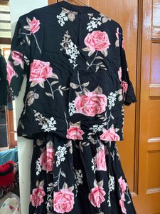 Black  Floral Co-Ord Set with Cropped Jacket