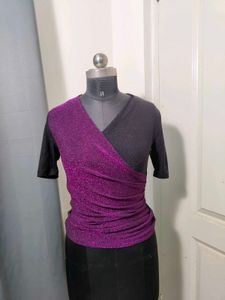 Sparkly Wrap Front Top