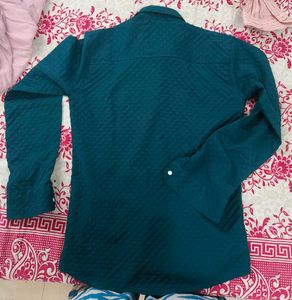 combo offer Men's Teal Textured Button-Up Shirt