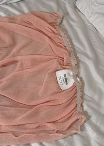 Pink Rose Embellished Mesh Top