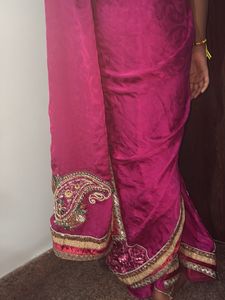 Elegant Pink Embellished Saree