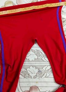 Retro Red Track Pants with Stripes