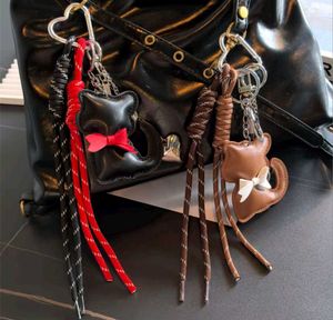 Leather Cat braided Keychain Set with accessories