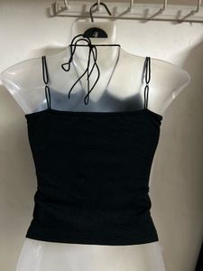 Black Spaghetti Strap Crop Top