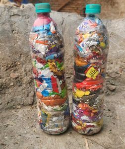 Upcycled Plastic Bottle Art ecobricks