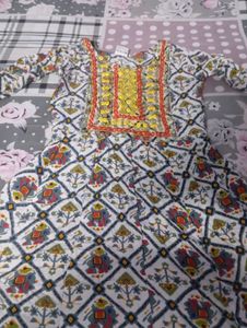 Embellished Green Chevron Print Kurta by one get 1