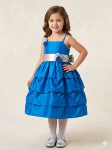 Girls Royal Blue Ruffled Party Dress