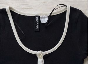 Black Cropped Button-Up Top