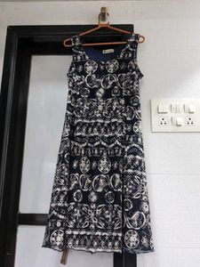 Stylish Navy & White Print Dress