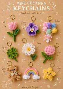 Cute Plush Keychains Set