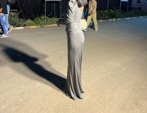 Elegant Grey Sparkle Maxi Dress