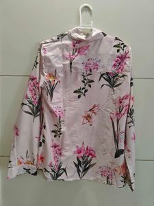 beautiful pink printed shirt in soft silk fabric