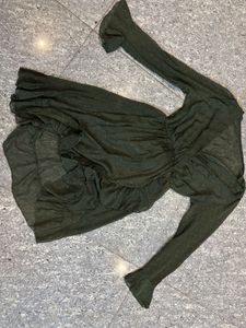 Chic Olive Green Mini Dress