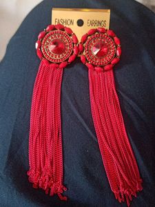Stunning Red Tassel Drop Earrings