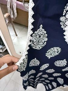 Navy Blue Printed Kurta