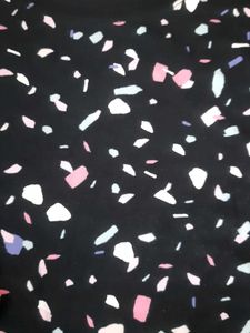Black Terrazzo Print Cropped T-Shirt