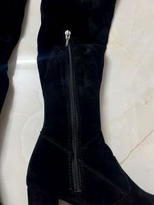 Size 36 Black Suede Over-the-Knee Boots