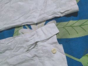 White Textured Button-Up Shirt