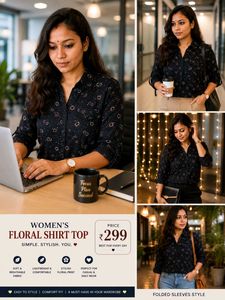 Stylish Women’s Floral Printed Shirt | Dark Blue C