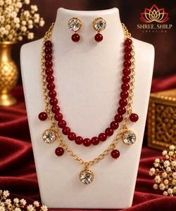 Stunning Red Beaded Necklace & Earring Set