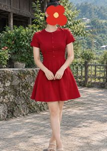 Vibrant Red Fit and Flare Dress