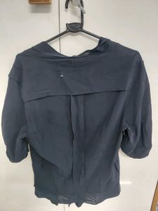 elegant Navy Blue Button-Up Top