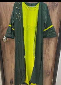 Green & Yellow Embellished Kurta