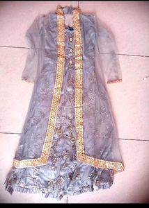 Elegant Grey Embroidered Dress