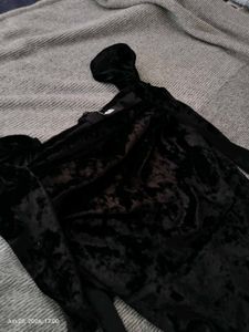 Black Velvet Ruffle Dress