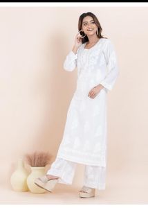 White Chikankari Kurta Set