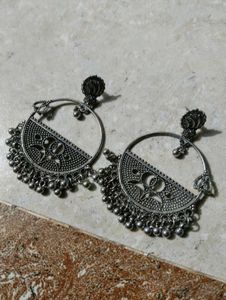 Oxidized Silver Jhumka Earrings