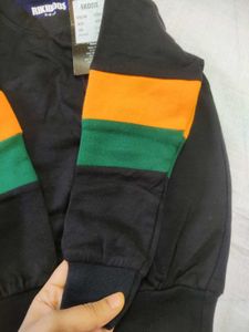 Rikidoos Black Sweatshirt with Striped Sleeves